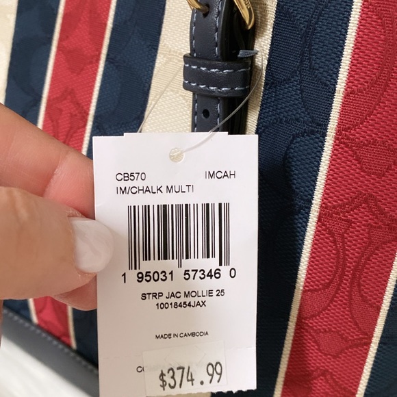 NWT💃Coach Mollie Tote 25 In Signature Jacquard With Stripes - Picture 13 of 13